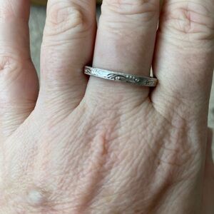 Silver art deco engraved Band Ring